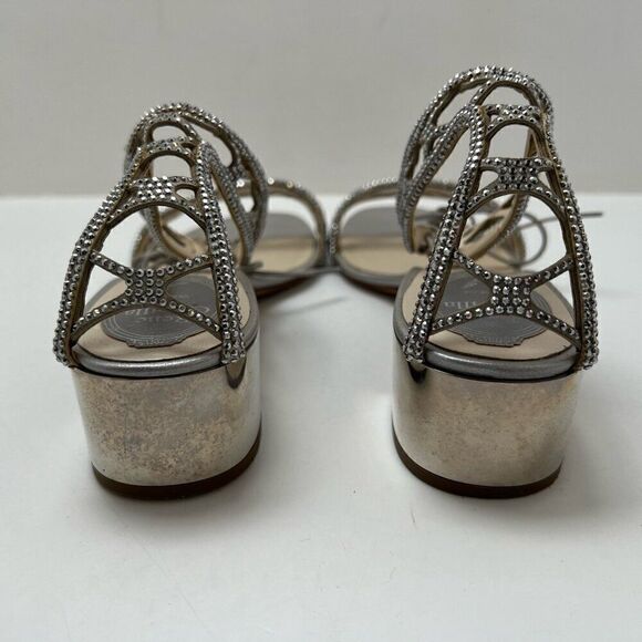 Rene Caovilla Women's Silver Leather Ankle Strap Sandals Size 36 Made In Italy - Picture 7 of 14